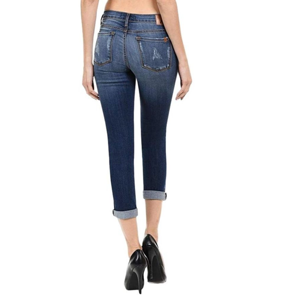 Angry Rabbit Mid Rise Destroyed Crop Skinny Jean - Picture 3 of 5